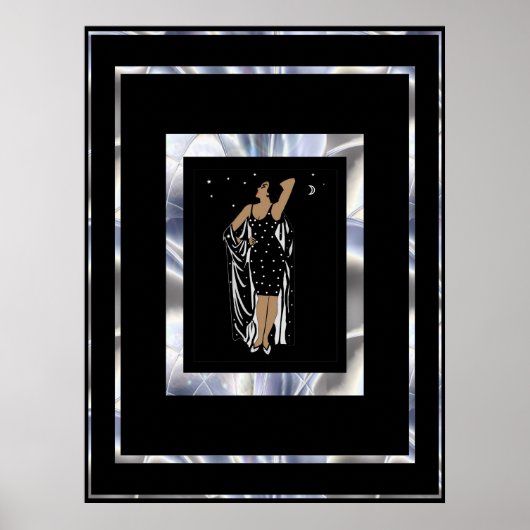 Poster  Glamor Girl Black Silver Lijst (Voorkant)