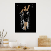 Poster  Glamor Girl Black White No Lijst (Keuken)