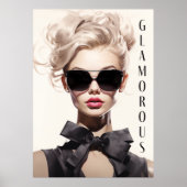 Poster Glamoureuze Mode Model Black Bow (Voorkant)