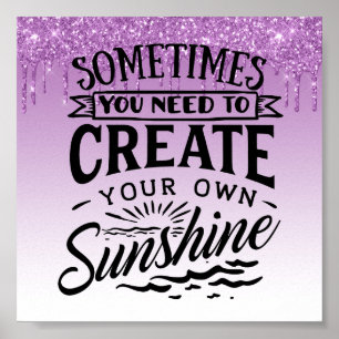 Poster Glitter Inspirerend Quote uitlijnen