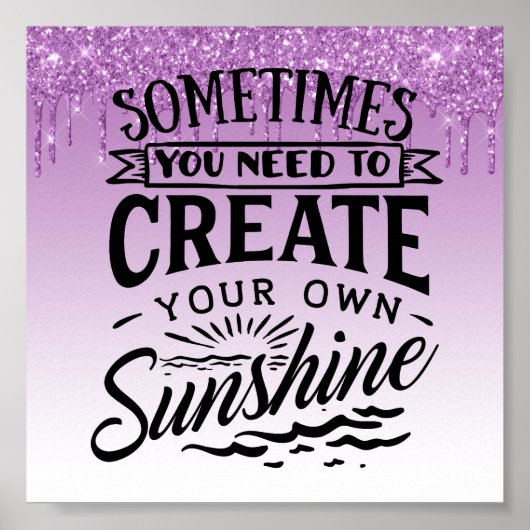 Poster Glitter Inspirerend Quote uitlijnen (Voorkant)