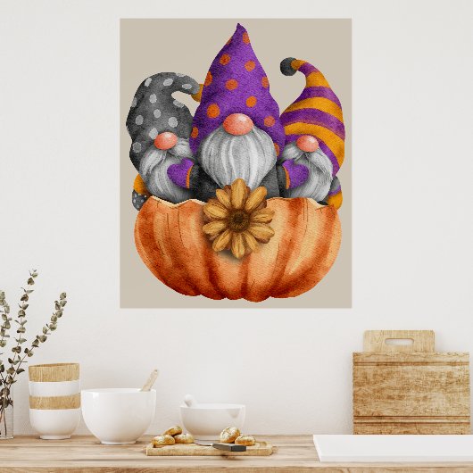 Poster Gnome Pumpkin Trio (Keuken)