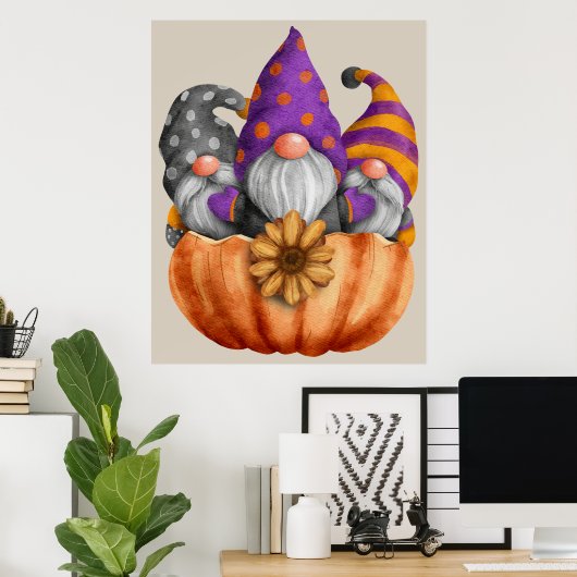Poster Gnome Pumpkin Trio (Thuiskantoor)