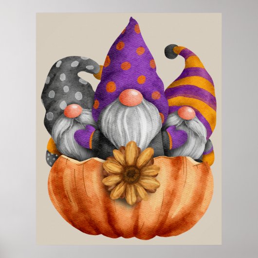 Poster Gnome Pumpkin Trio (Voorkant)