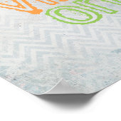 poster goede vibes alleen chevron grijs en blauw (Hoek)