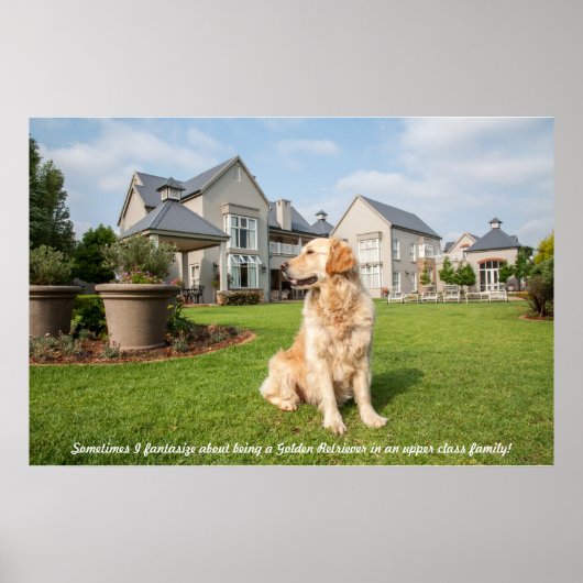 Poster Golden Retriever in tuin met citaat (Voorkant)