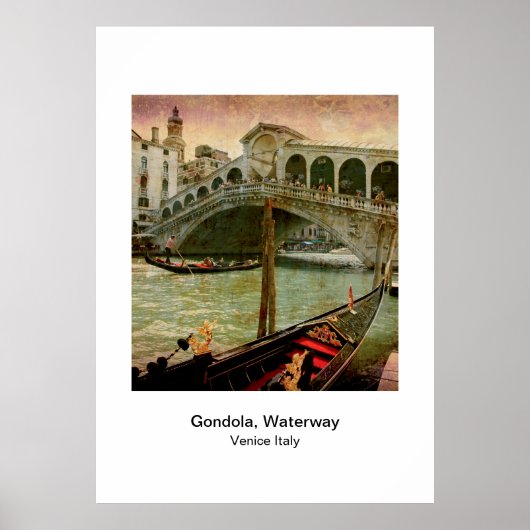 Poster - Gondola Waterway Venice Italië (Voorkant)