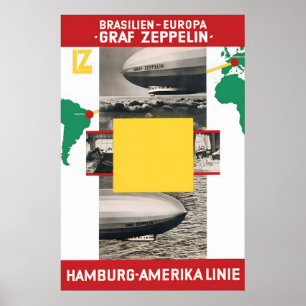 Poster Graf Zeppelin. Brazilië naar Europa jaren 1