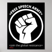 poster "GRATIS SPEECH ARMY" (Voorkant)