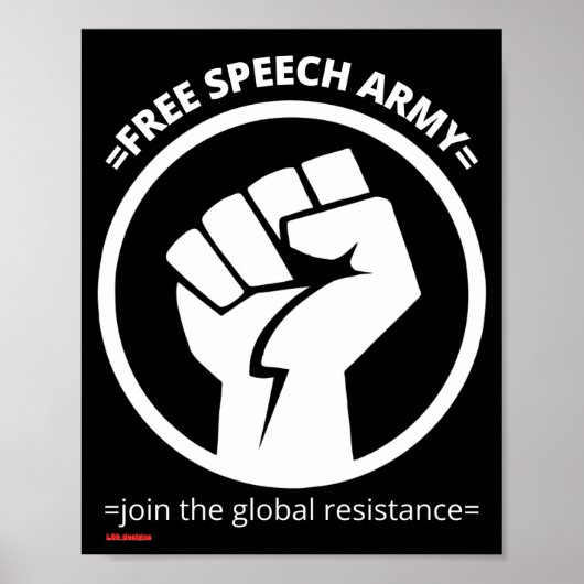 poster "GRATIS SPEECH ARMY" (Voorkant)