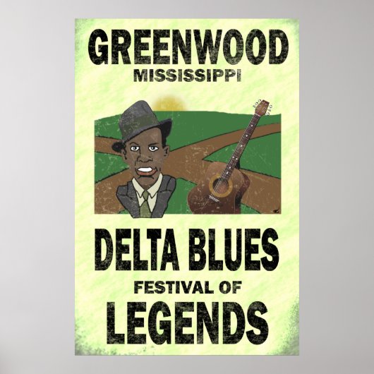 Poster Greenwood Mississippi Delta Blues (Voorkant)