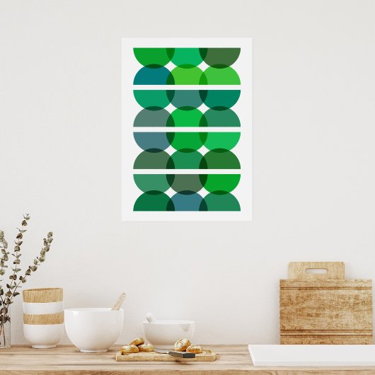 Poster Groene halve cirkels (Keuken)