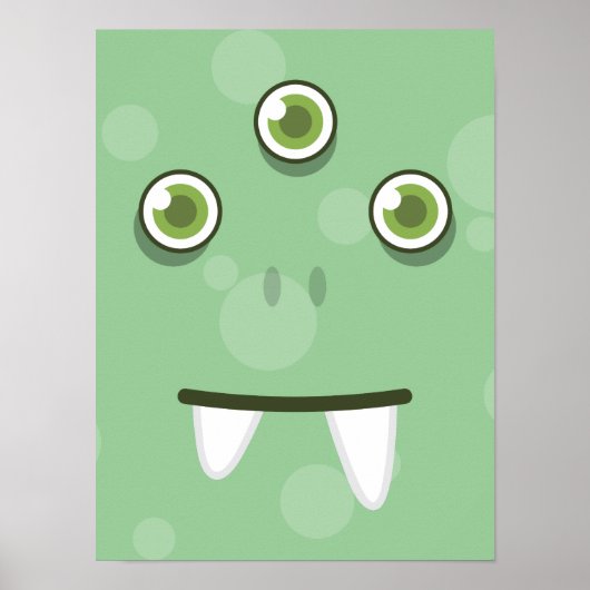 Poster Groene Monster Face Print (Voorkant)
