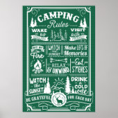Poster Groene witte Camping Rules (Voorkant)