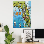 Poster Grote Florida Cartoon Map (Thuiskantoor)