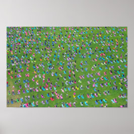 Poster - Grote groep mensen die yoga doen