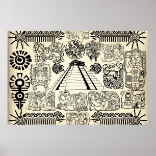 Poster grote Mayan Symbols