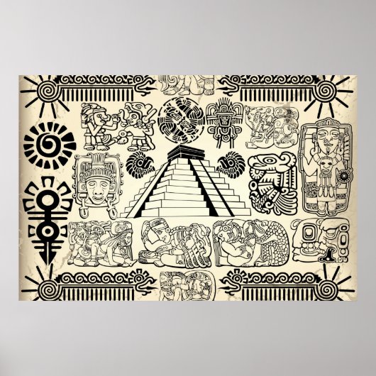 Poster grote Mayan Symbols (Voorkant)