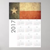 Poster Grunge Texas Flag Calendar 2017 (Voorkant)