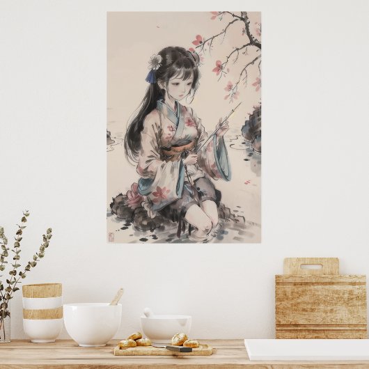 Poster Gueixa - Arte Tradicional Chinesa (Keuken)