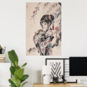 Poster Gueixa e filhote- Arte Tradicional Chinesa (Thuiskantoor)