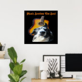 Poster Guitar Dog (Thuiskantoor)
