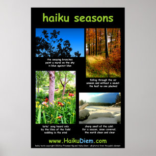 Poster Haiku Seasons (zwarte achtergrond)