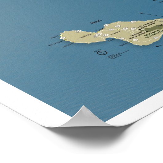 Poster Haleakala en Maui-kaart (Hoek)