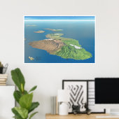 Poster Haleakala en Maui-kaart (Thuiskantoor)
