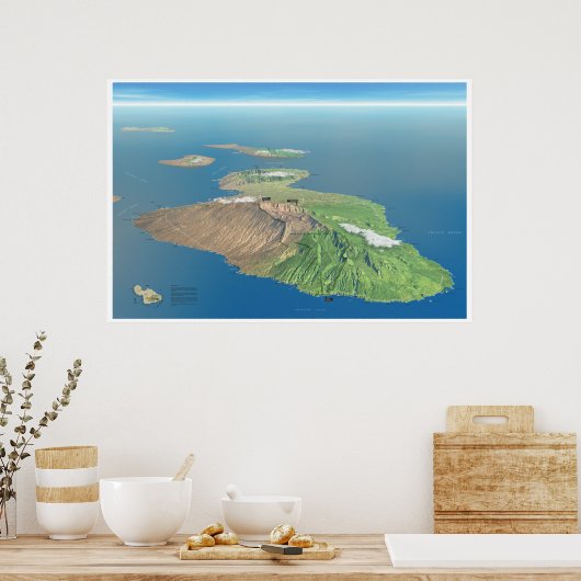 Poster Haleakala en Maui-kaart (Keuken)