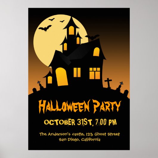 Poster Halloween-partij in Haunted House Halloween (Voorkant)