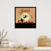 Poster Halloween Witch Cemetery (Keuken)