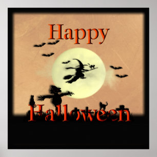 Poster Halloween Witch Cemetery