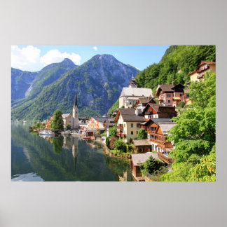 Poster Hallstatt, Oostenrijk