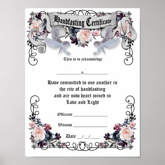 Poster Handfasting Certificate - Fantasy Ownership (Voorkant)