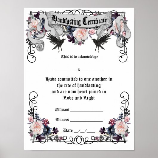 Poster "Handfasting Certificate" — Fantasy Ravens (Voorkant)