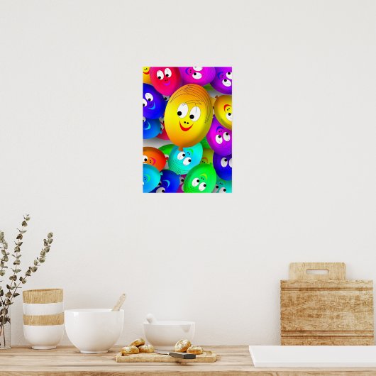 Poster Happy Faces-ballonnen (Keuken)