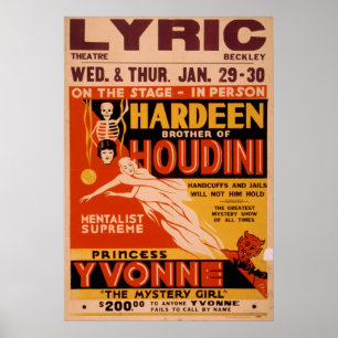 Poster HARDEEN Magiciër Mentalist VAUDEVILLE