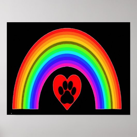 Poster Hart Met Poot Onder Een Regenboog (Voorkant)