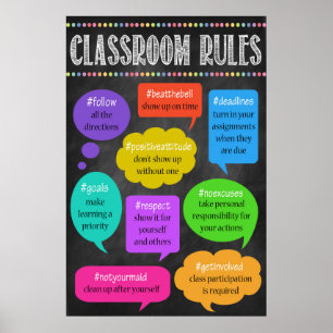Poster Hashtag Classroom Rules