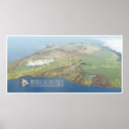 Poster Hawaii Volcanoes map