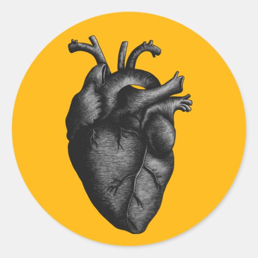 Poster Heart Lines Ronde Sticker (Voorkant)