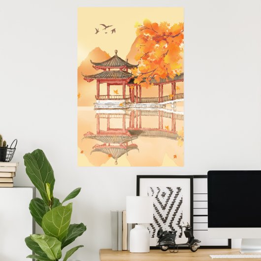 Poster herfst van het paviljoenmeer (Thuiskantoor)