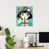 Poster “Het kleine meisje met de bubble tea“ (Thuiskantoor)