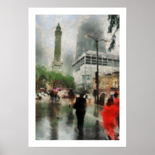 Poster het van de binnenstad van Chicago