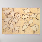Poster Hokusai Cranes (Voorkant)