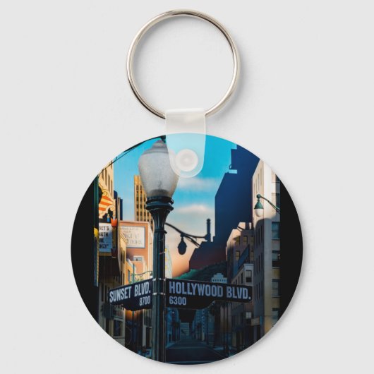 Poster Hollywood Blvd. Sleutelhanger (Voorkant)
