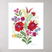 Poster Hongaarse Folk Design Red Rose en Peppers (Voorkant)