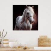 Poster horse white (Keuken)