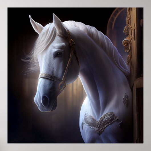 Poster horse white (Voorkant)